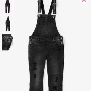 NWOT Justice Girls Distressed Black Denim Overalls